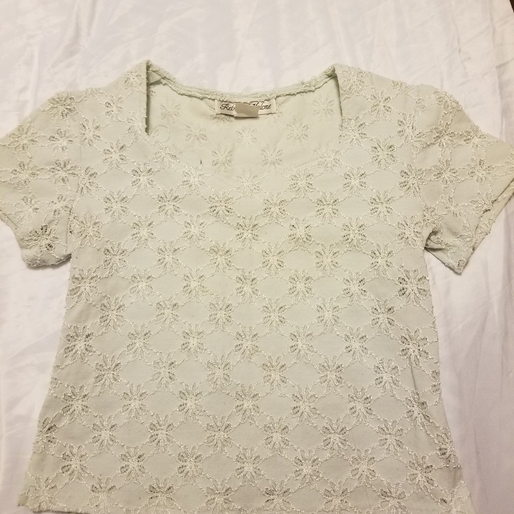 Crop Mint T-Shirt S w/ Lace